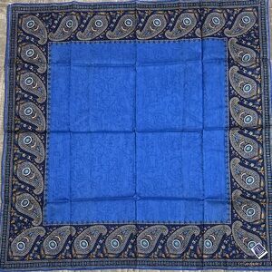Yves Saint Laurent Royal Blue Paisley Handkerchief